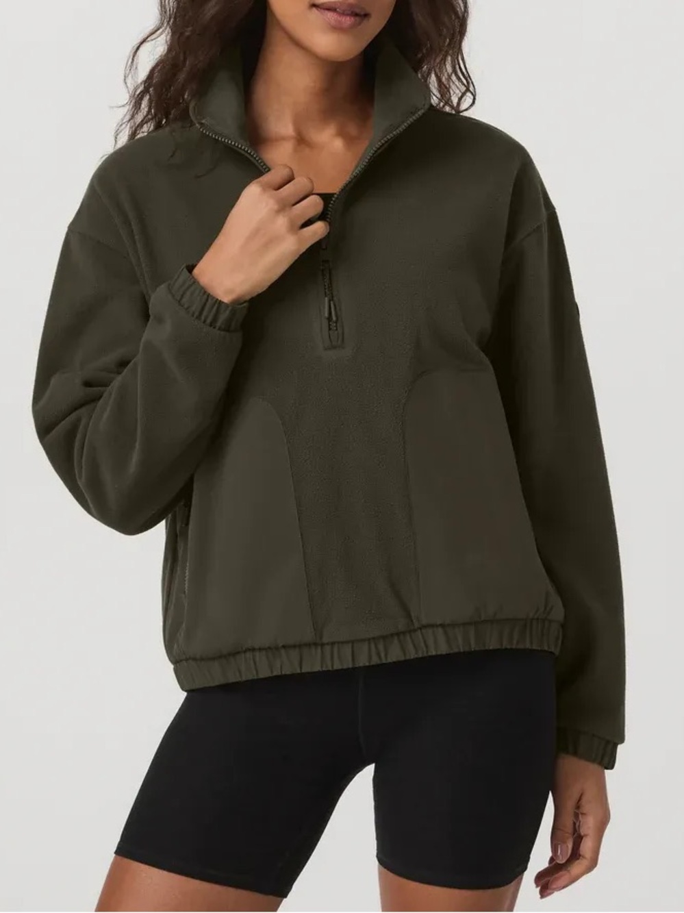 Vuori Women’s Aspen Half Zip Pullover Fleece Sweatshirt Olive Large